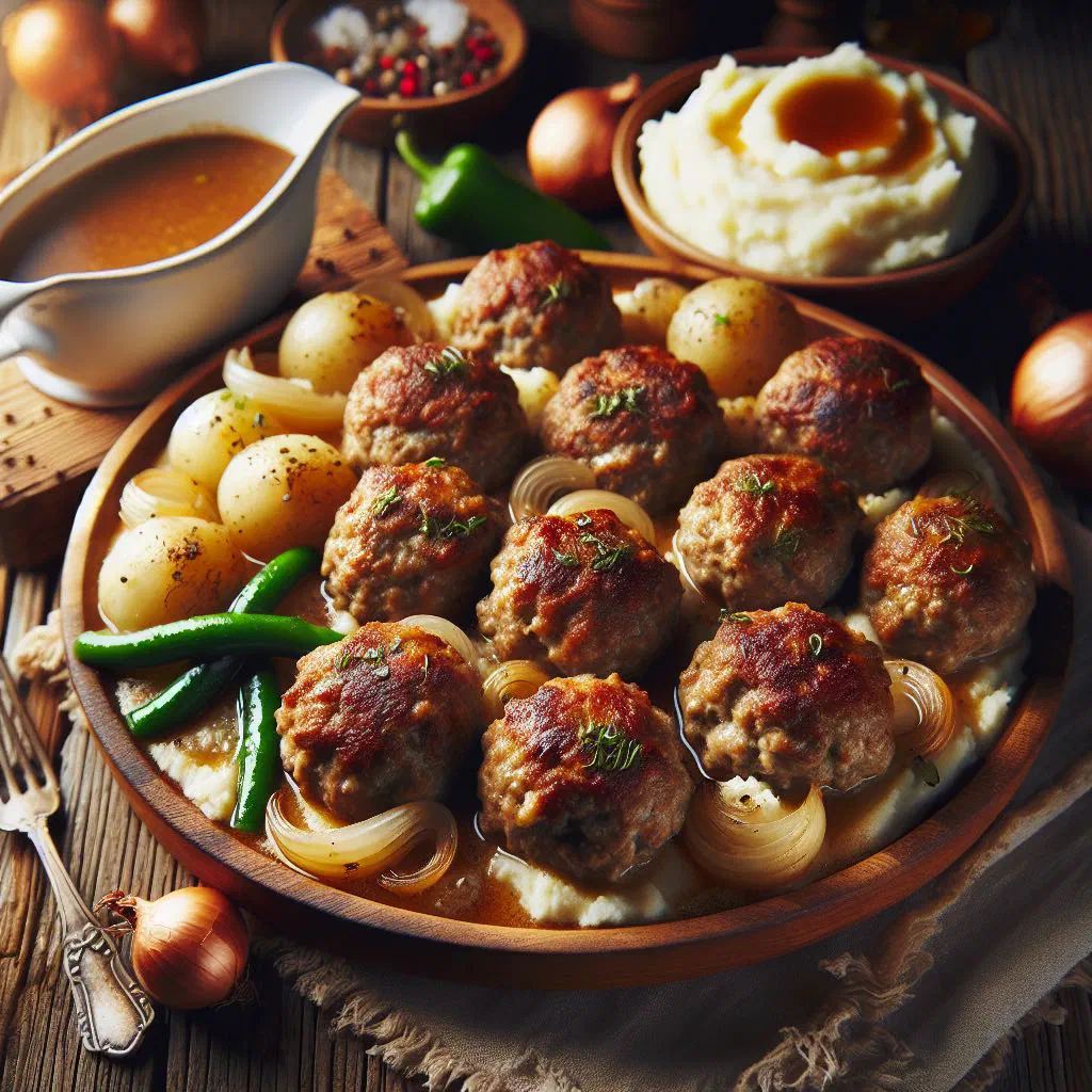 Golden-brown Belarusian meatballs served on a plate with fresh herbs