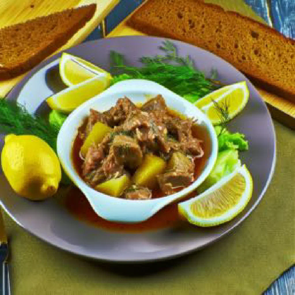 Belarusian verashchaka stew with tender meat and potatoes in a rustic pot