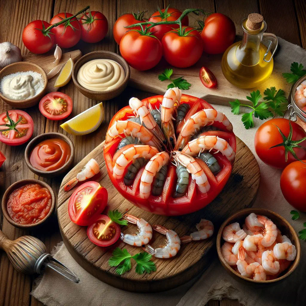 Tomaat-garnaal with prawns in a creamy tomato sauce, garnished with parsley