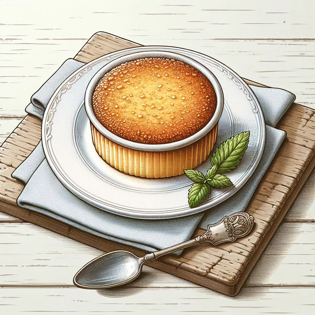 Golden baked cassava pudding sliced and served on a plate