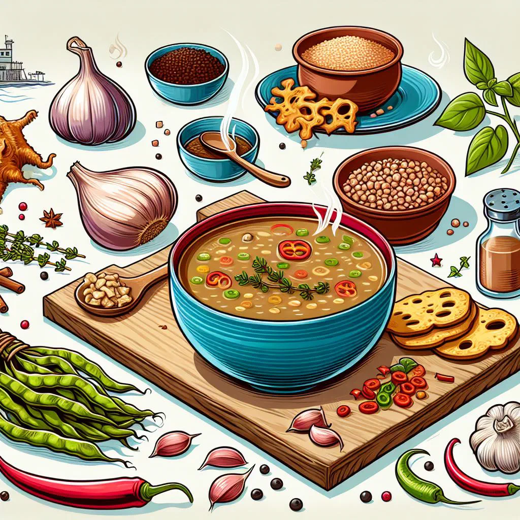 Bowl of stewed pigtail and yellow split peas garnished with fresh parsley