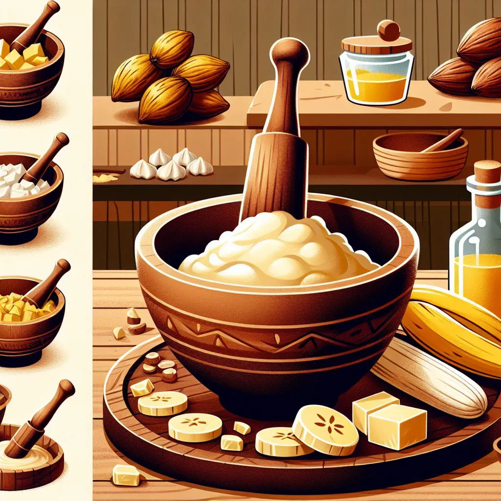 Smooth white fufu balls served in a bowl beside a rich sauce
