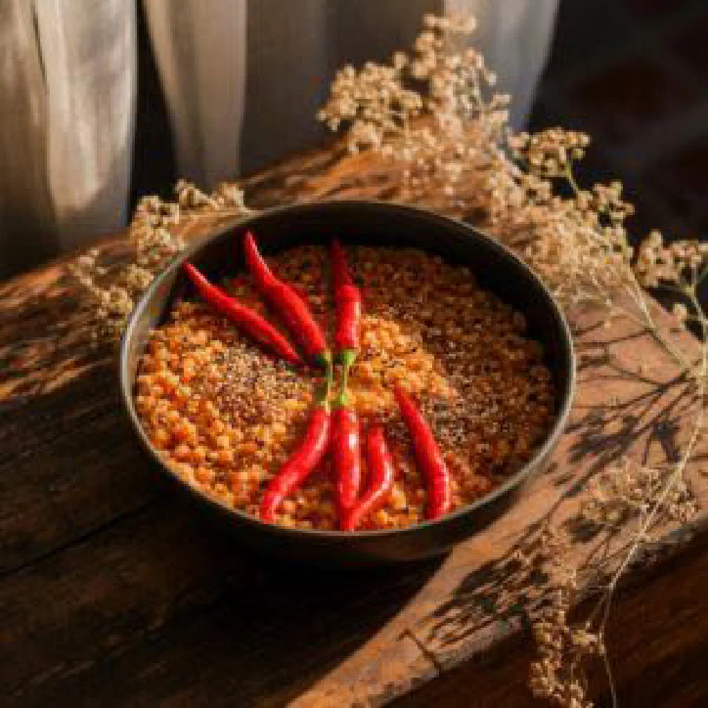 Golden turmeric rice with mixed vegetables served in a bowl