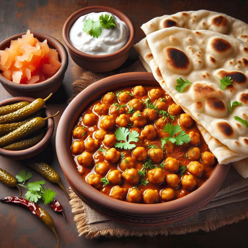 Chana Paa with basmati rice, spiced lentil sauce and mixed vegetables