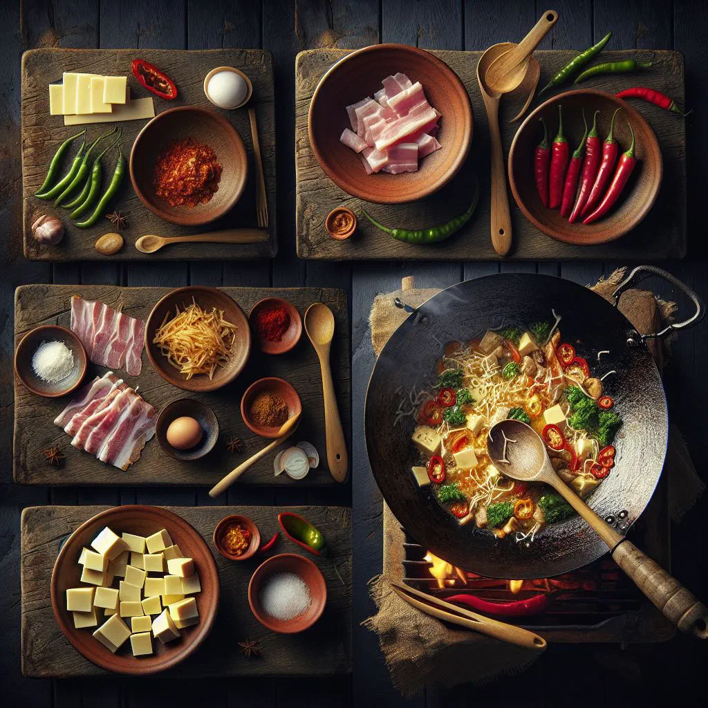 Bowl of datshi paa with tender meat, melted cheese and green chillies