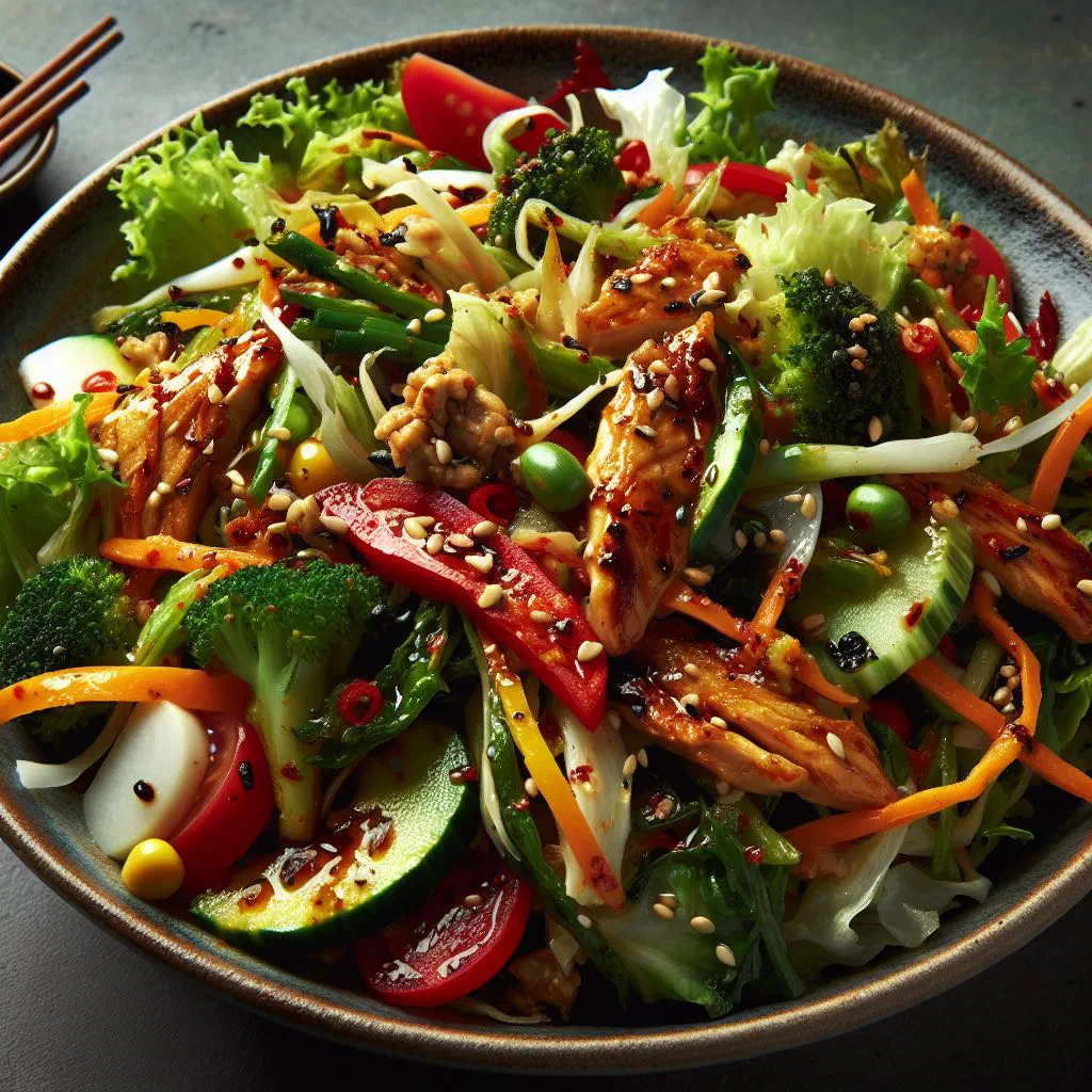 Fresh Bhutanese cucumber and herb salad in a bowl with green chillies