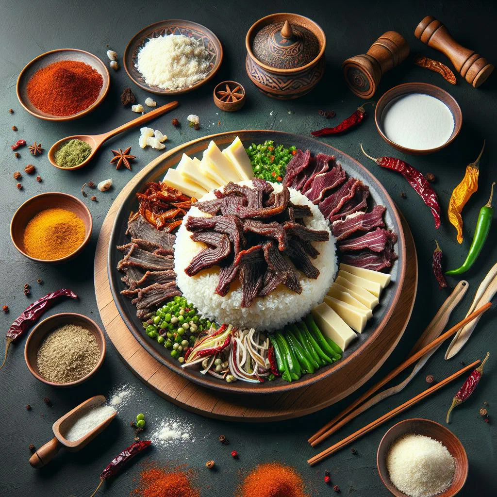 Bhutanese beef and cheese stew with green beans and chillies in a bowl