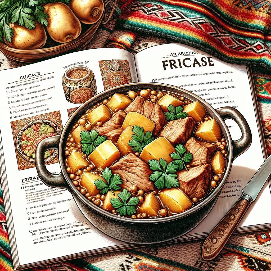 Bowl of Bolivian fricase with tender pork, potatoes and a spicy broth