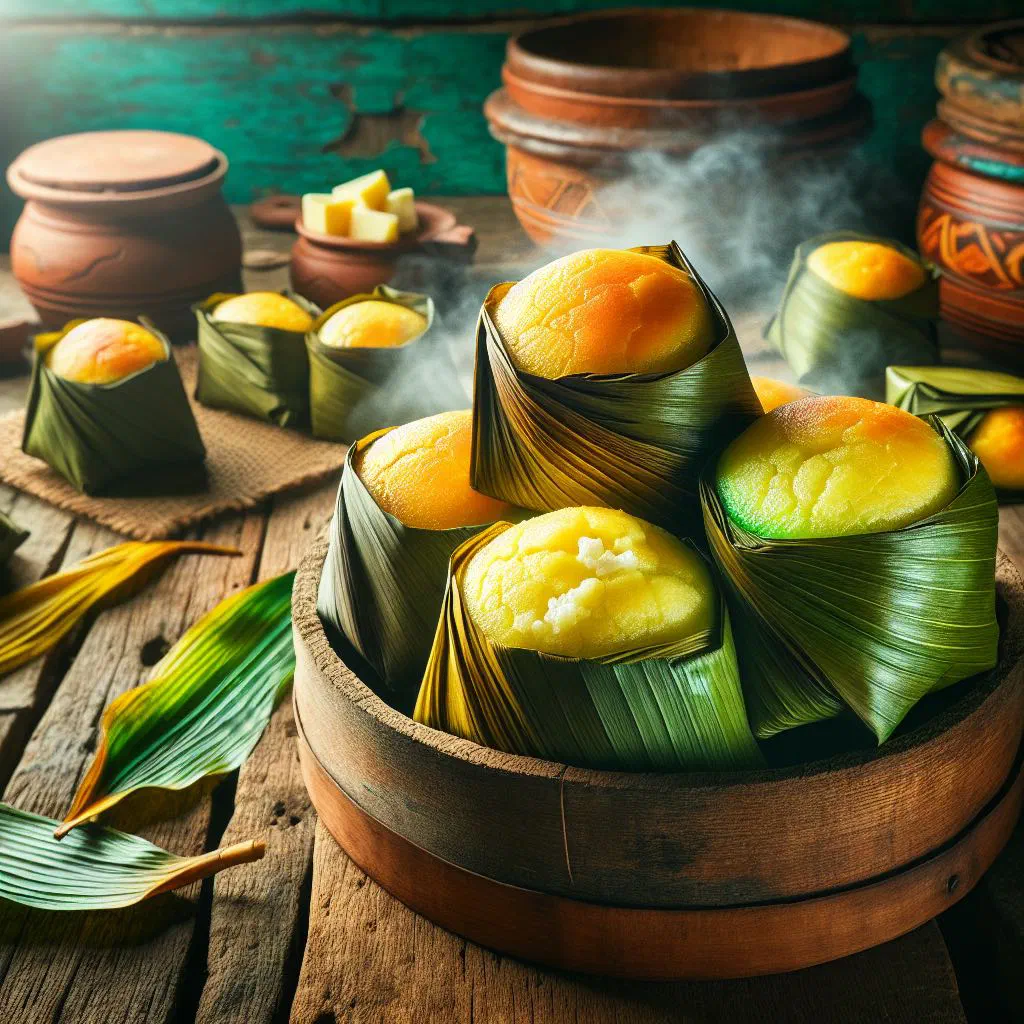 Steamed Bolivian quimbolitos dusted with cinnamon on a plate