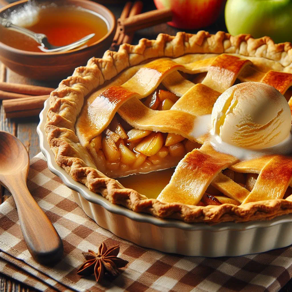 Golden baked apple pita cut into squares and dusted with icing sugar