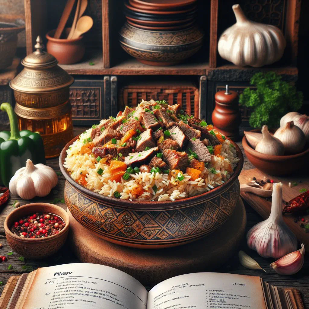 A dish of Bosnian pilav with tender meat and fluffy rice