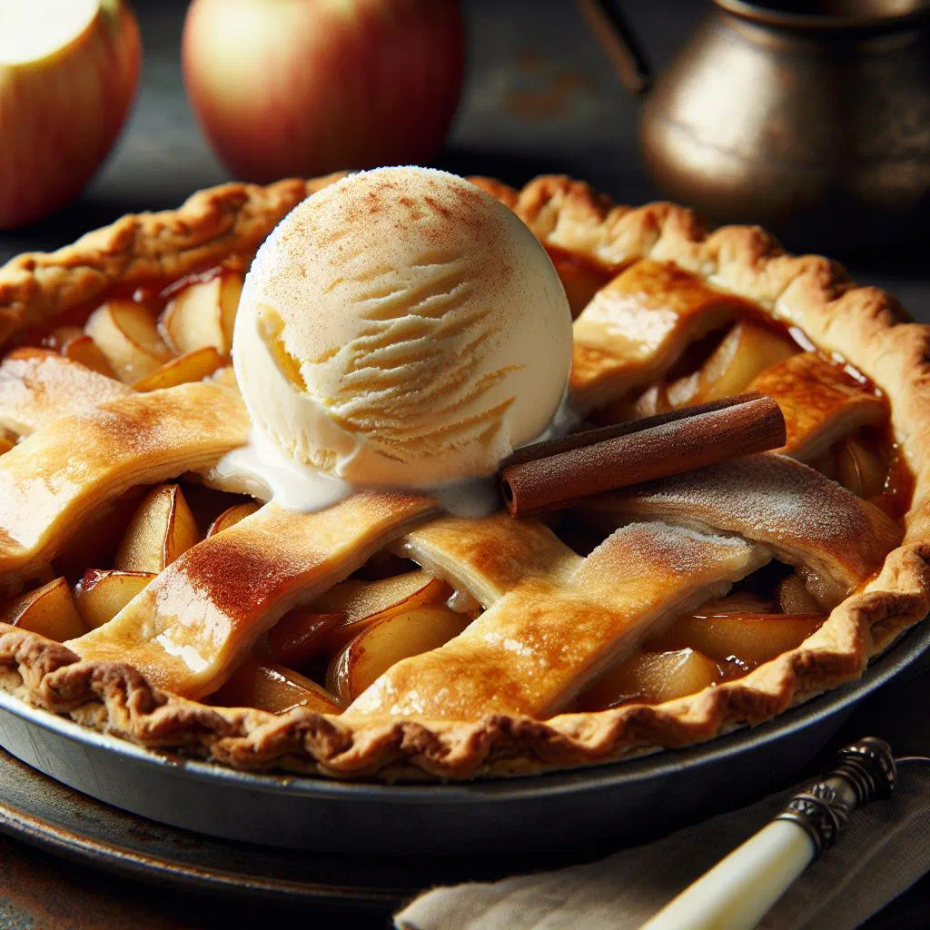 Golden baked Bosnian pita od jabuka with layers of pastry and apple filling