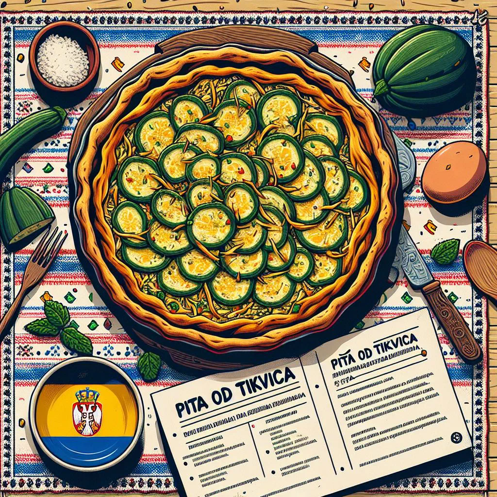 Golden baked courgette filo pie cut into pieces