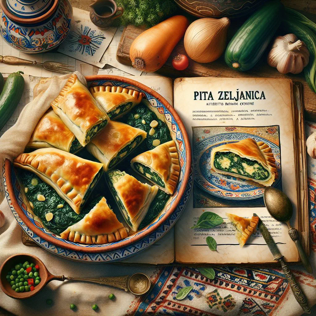 Golden, crisp coils of spinach and feta pita on a rustic plate
