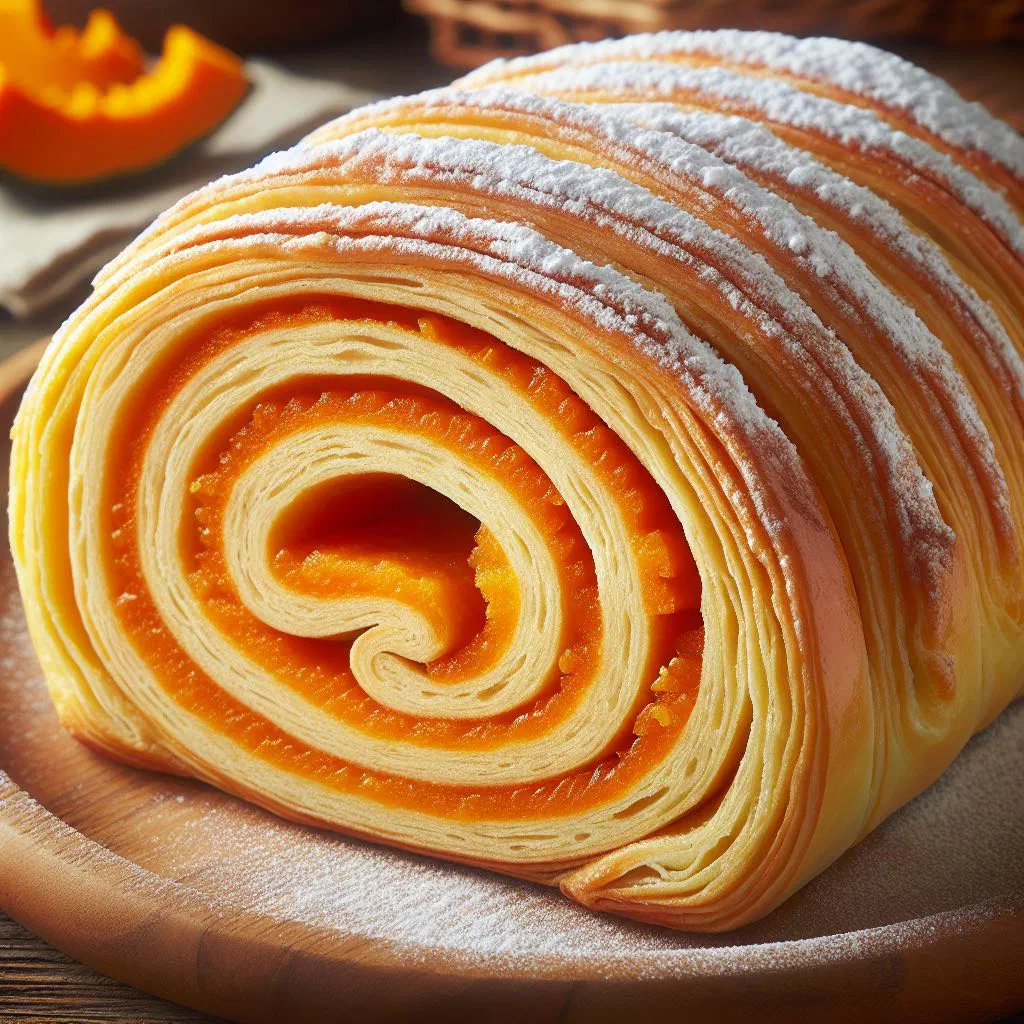 Golden baked Bosnian tikvenjača pumpkin pie cut into squares