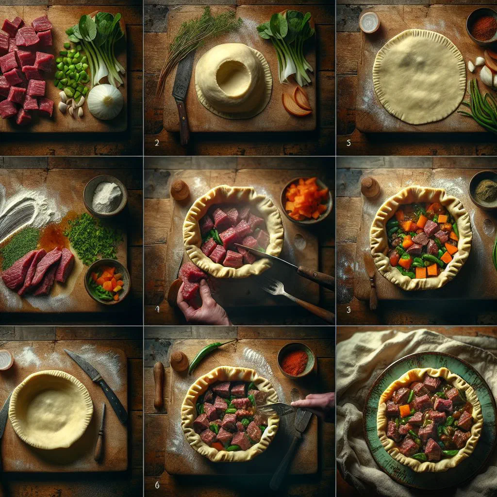 Golden baked beef pies with a flaky puff pastry crust