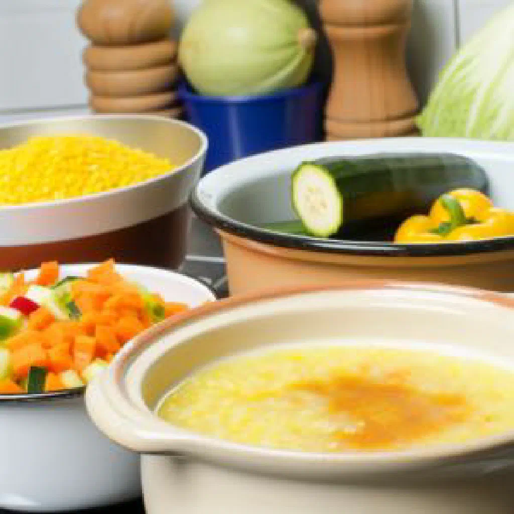 Bowl of creamy Botswanan maize porridge served warm