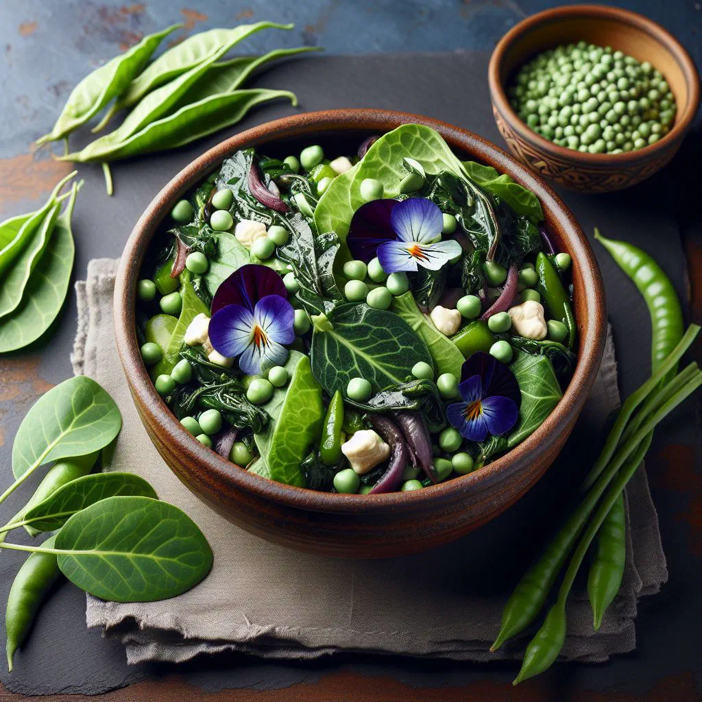 Bowl of morogo wa dinawa, wild spinach cooked with peanut butter