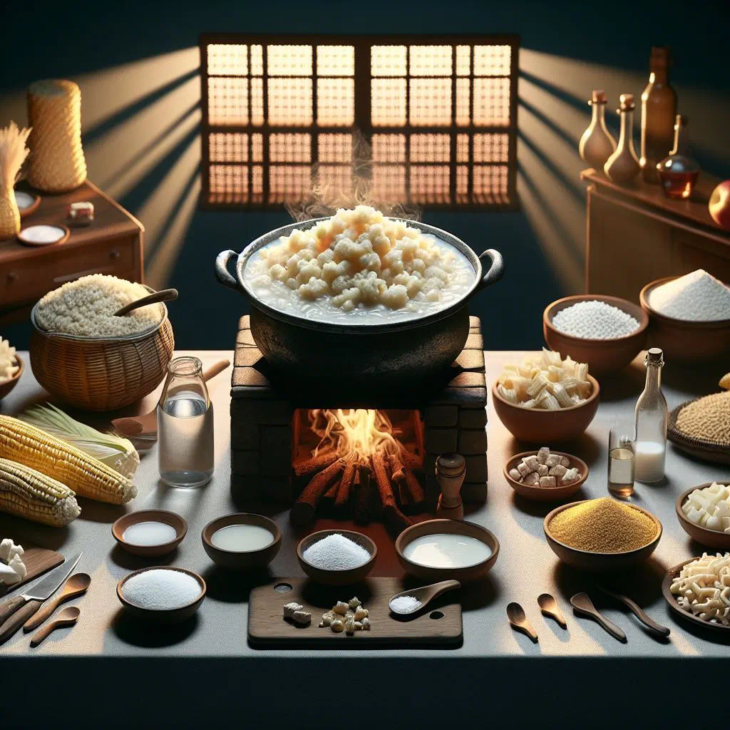 A bowl of smooth white maize meal pap ready to serve