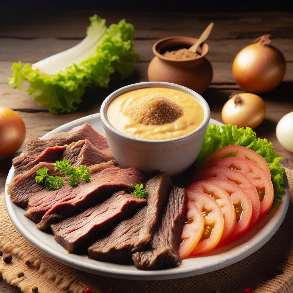 Sun-dried beef served with creamy cassava-flour pirão