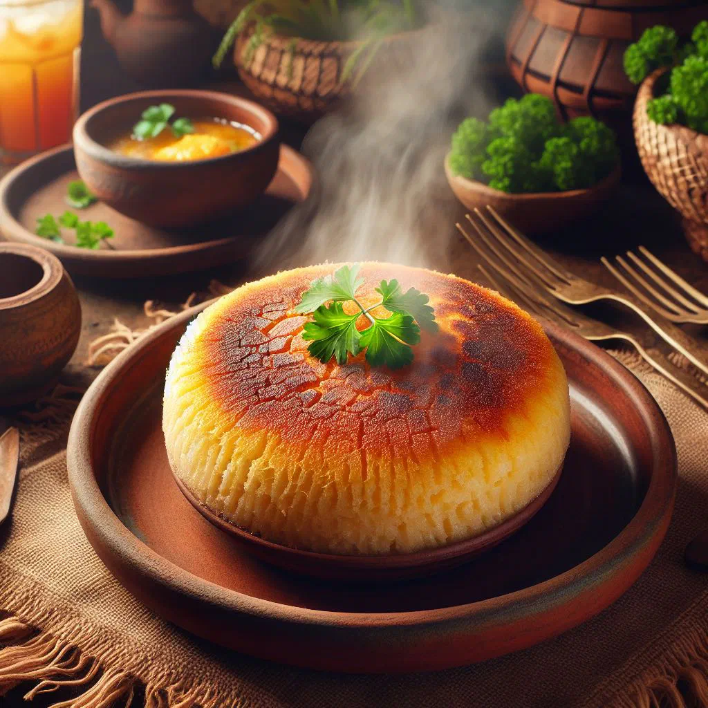 Mané Pelado with mashed cassava and seasoned beef garnished with fresh parsley