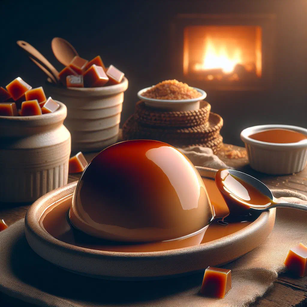 Silky condensed-milk pudding turned out onto a plate with golden caramel