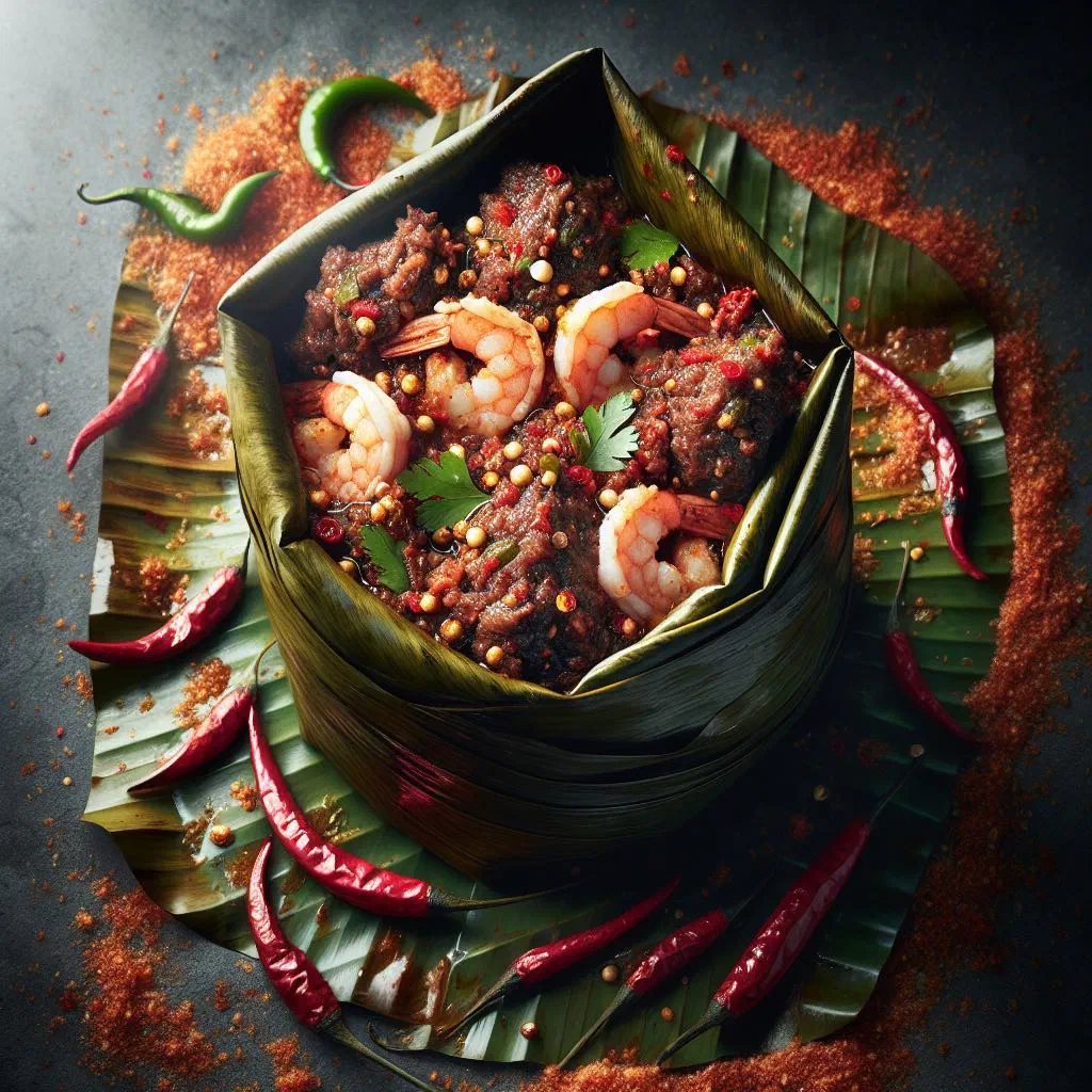 Belutak beef simmered in a spiced coconut sauce, garnished with fresh coriander