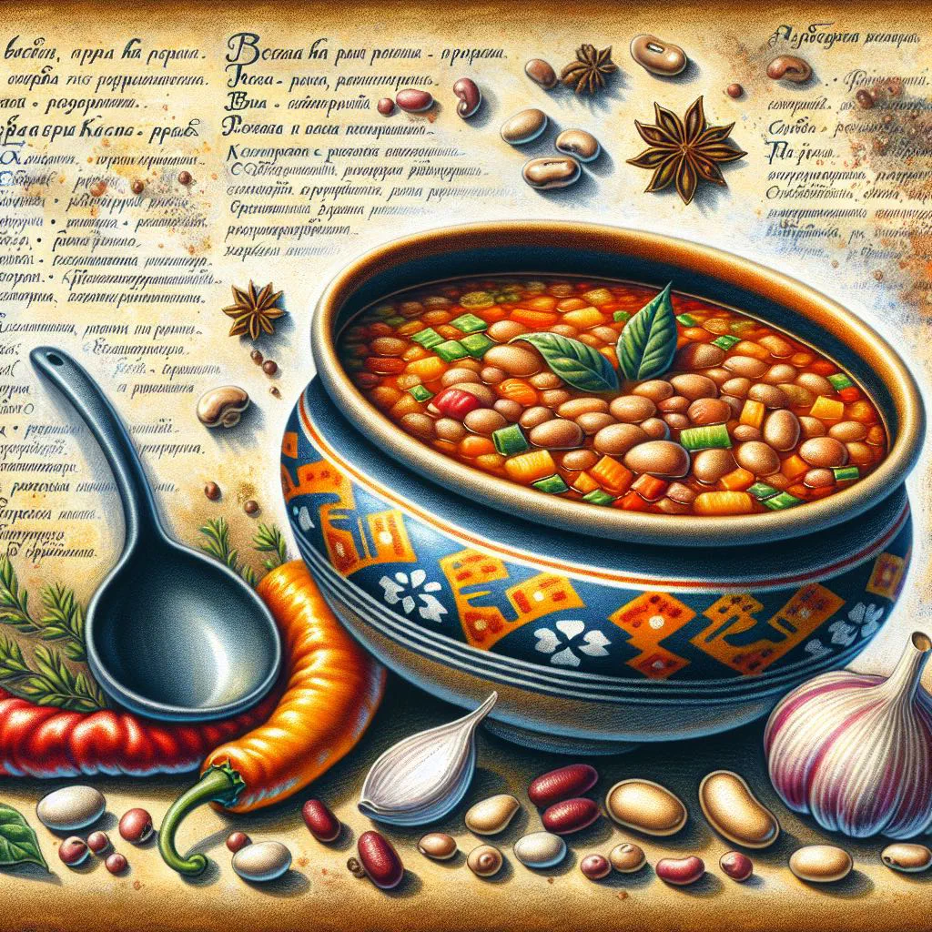 Bowl of Bulgarian bean soup with carrots and fresh parsley