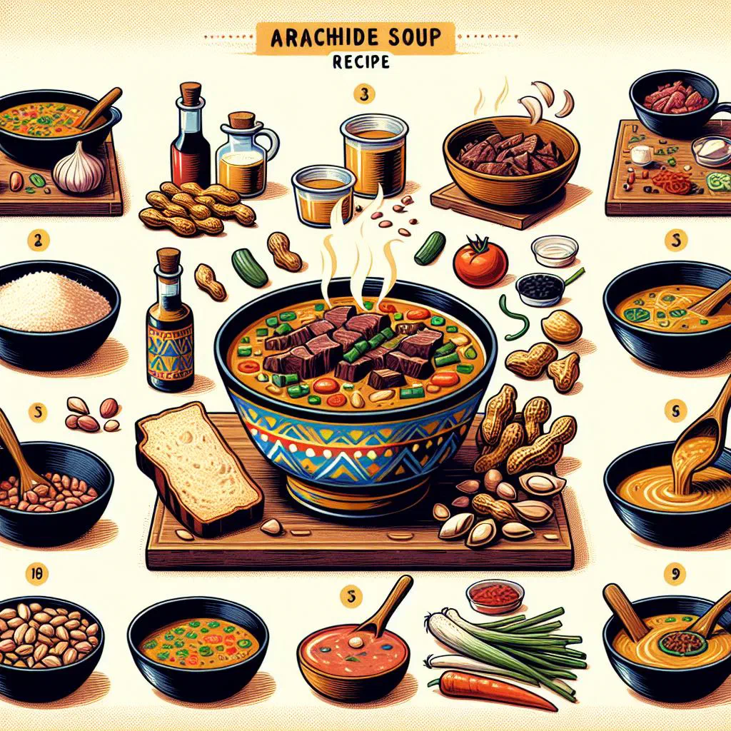 Creamy West African peanut soup in a deep bowl with fresh herbs