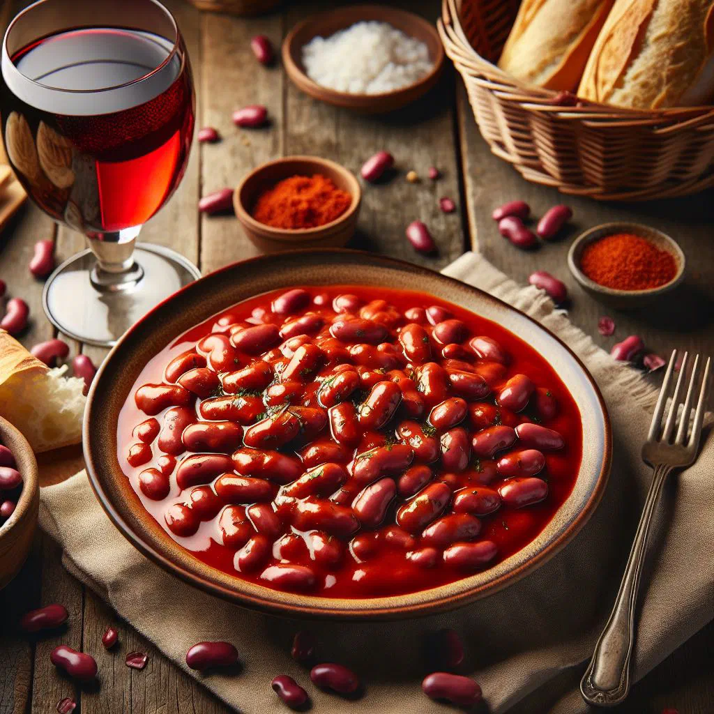 Red beans simmered in a spiced tomato sauce, garnished with fresh herbs