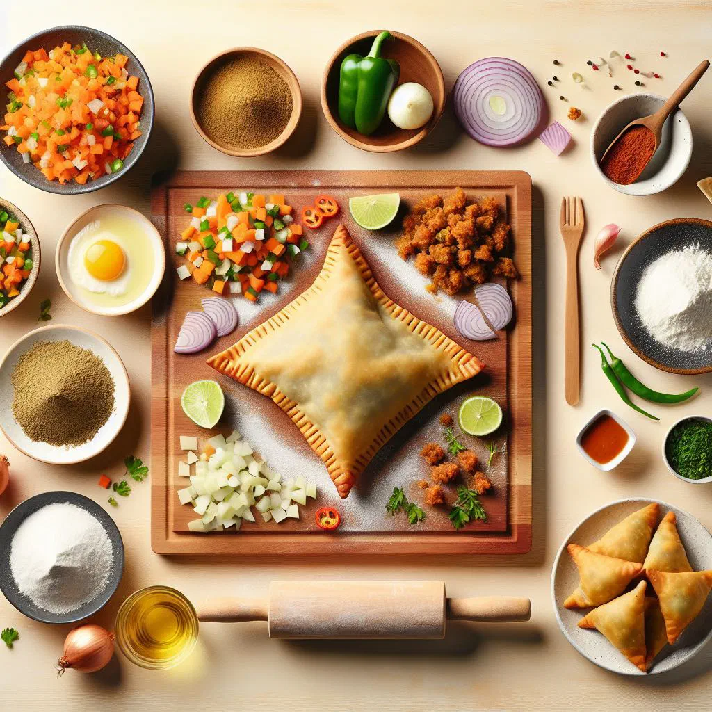Golden, crispy samosas served on a plate with fresh herbs and chutney