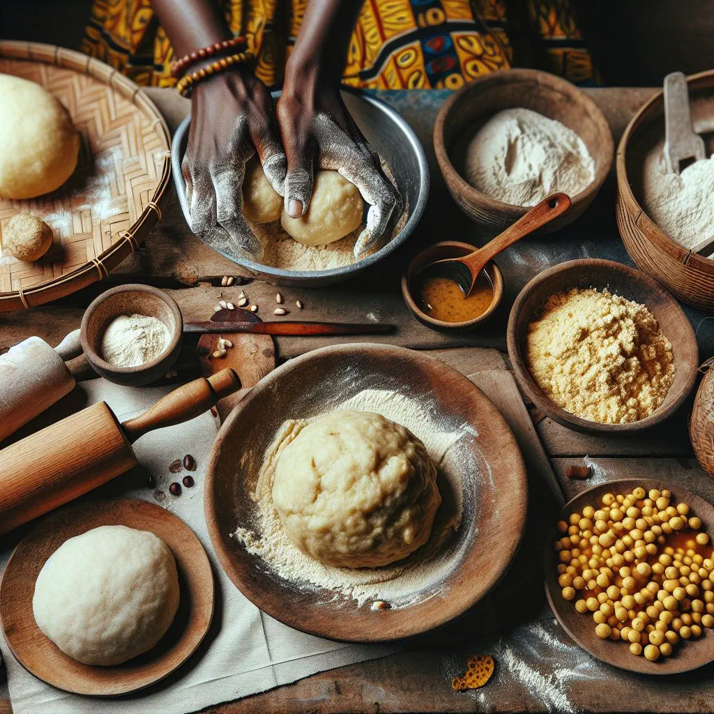 A firm mound of white ubugali maize porridge served on a plate