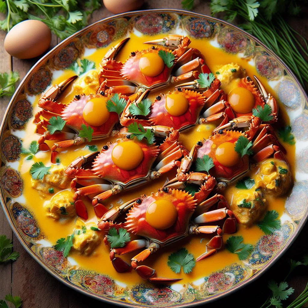 Stir-fried crab in a fragrant sauce, garnished with fresh coriander and spring onions