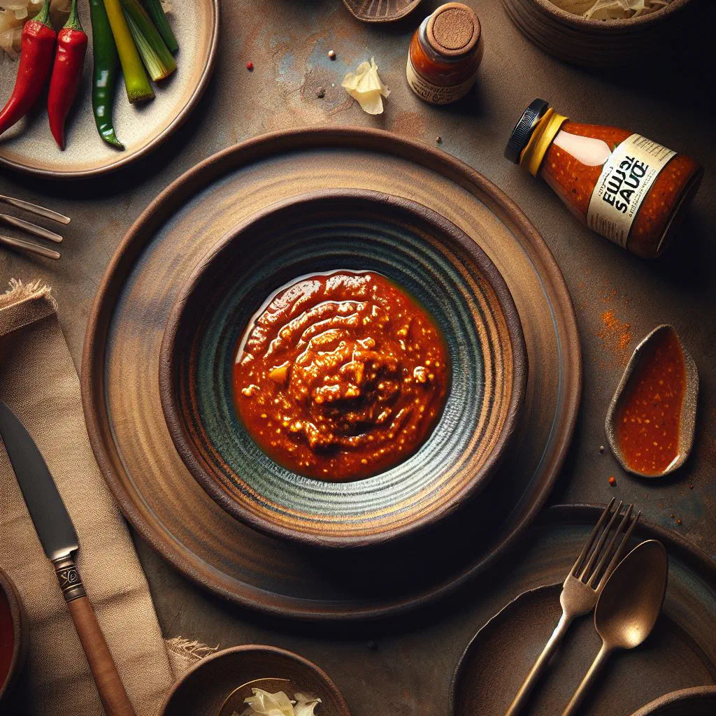 Thick Cameroonian ekusi sauce made from ground melon seeds in a bowl