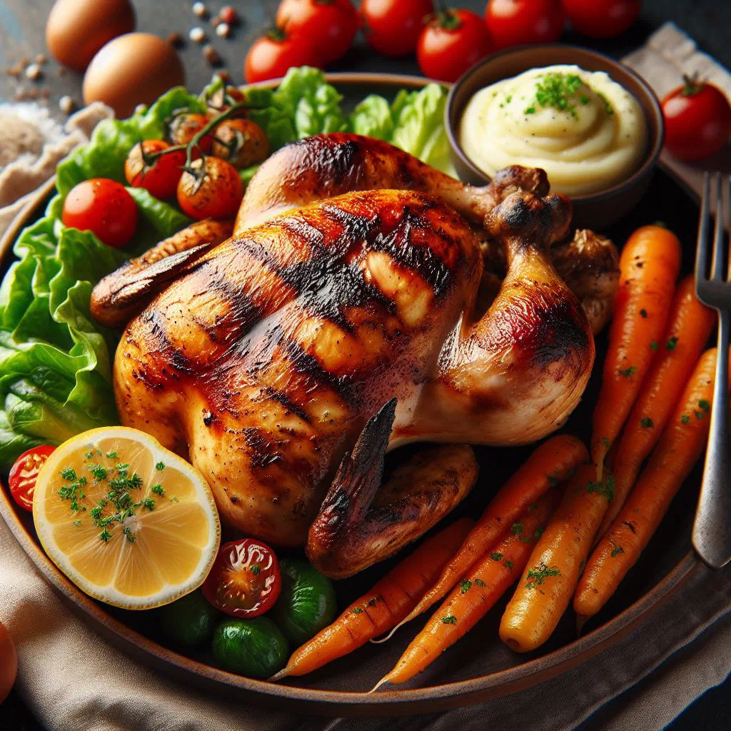 Grilled chicken fillets with charred marks and fresh herbs