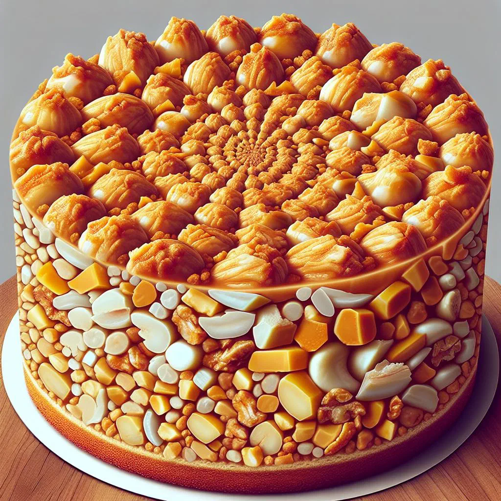 Squares of Cameroonian groundnut cake on a decorative plate