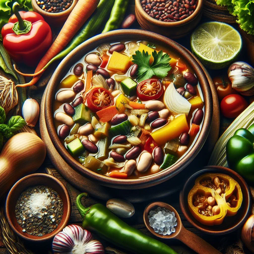 A bowl of Cape Verdean bean soup garnished with fresh herbs