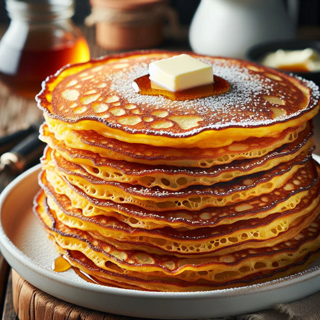 Golden cornmeal crêpes filled with vegetables on a plate