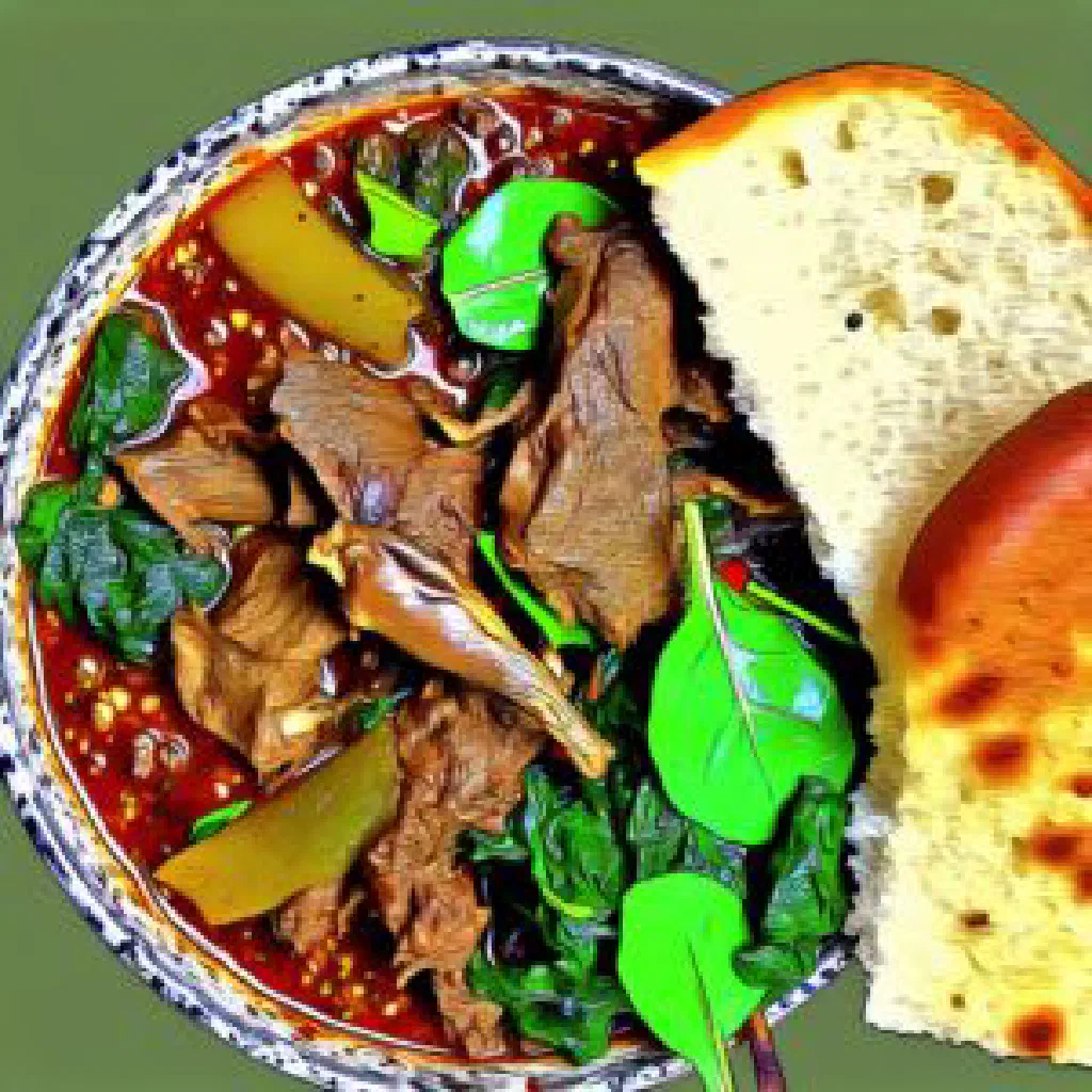 Bowl of kanda with smooth cassava paste and a rich tomato sauce
