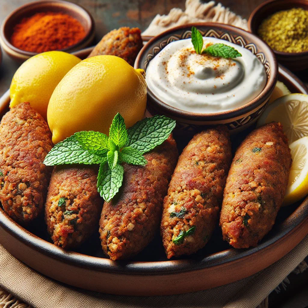 Golden fried kibbeh africain dumplings served warm on a platter