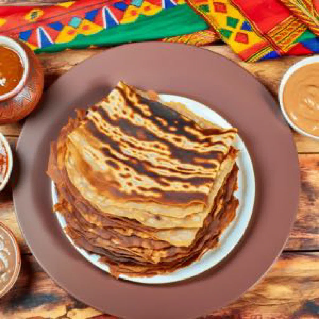Bowl of Chadian kissar with millet and fresh vegetables