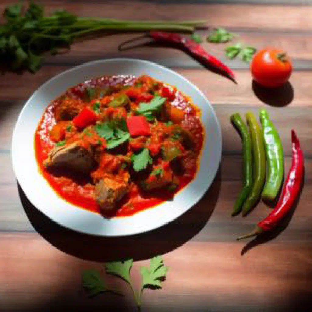 Bowl of Chadian moulah stew with tender meat, carrots and green beans