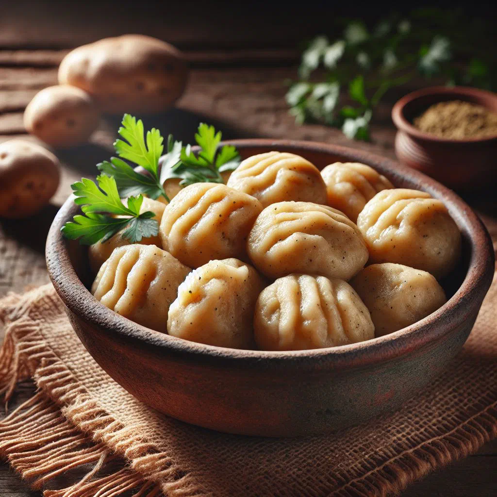 Chilean chapalele potato dumplings served on a plate
