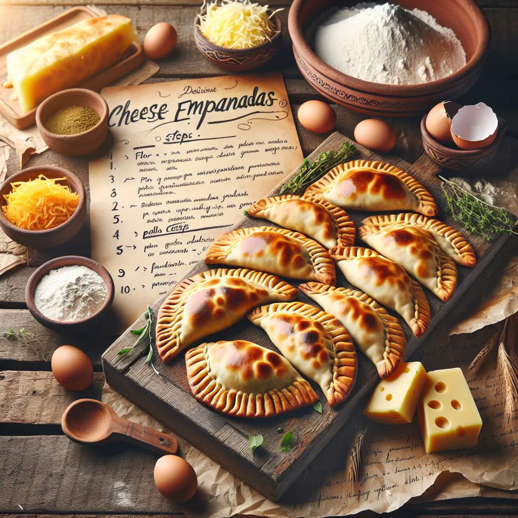 Golden baked cheese empanadas with melted cheese filling