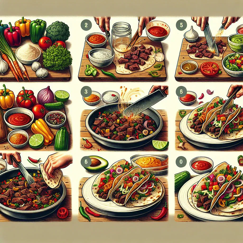 Chilean tacos filled with beef, avocado and fresh coriander