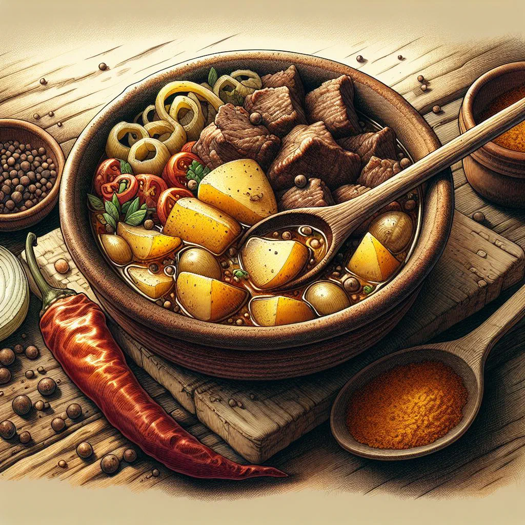 Chilean fricasé with tender meat, carrots and peas in a savoury sauce