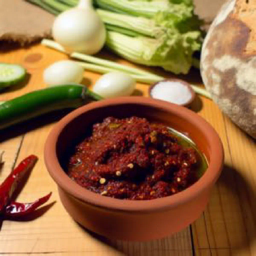 Merkén-marinated meat and vegetables seasoned with smoky Chilean chilli