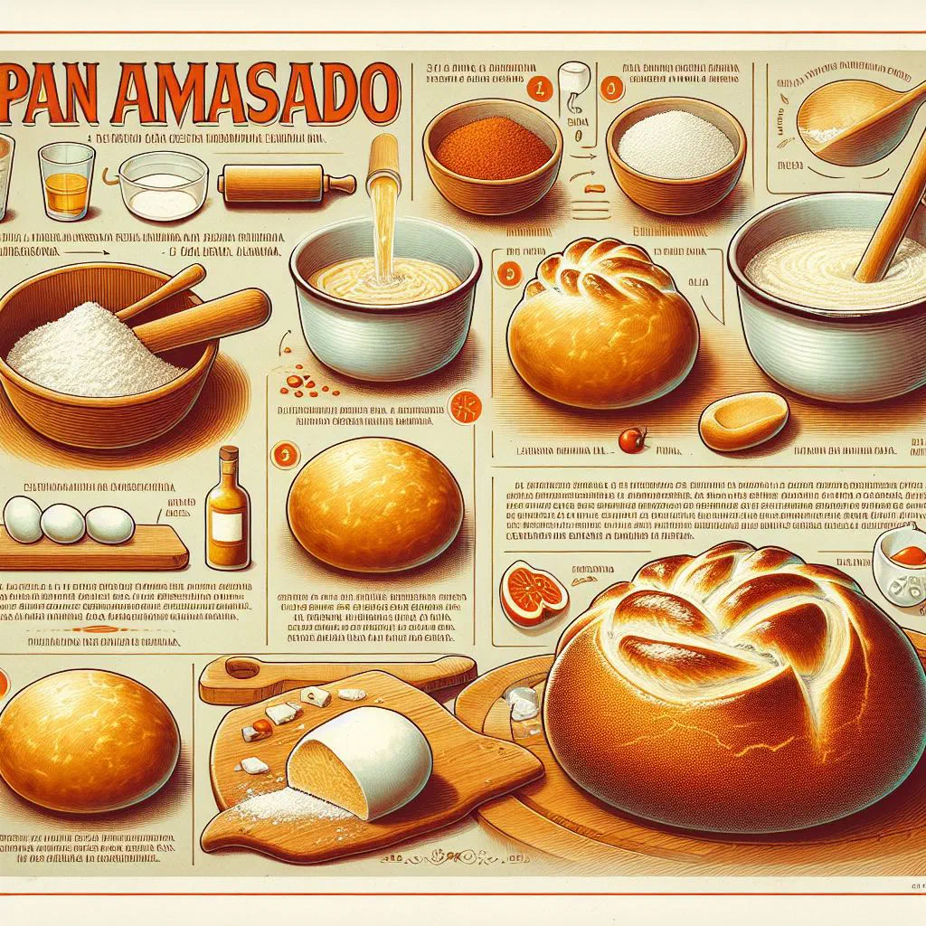 Freshly baked pan amasado rolls on a rustic wooden board