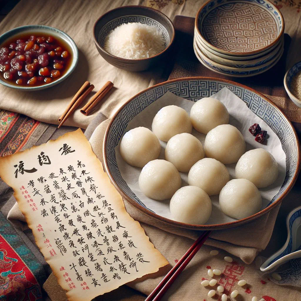 Soft glutinous rice balls served in a clear bowl with sweet syrup