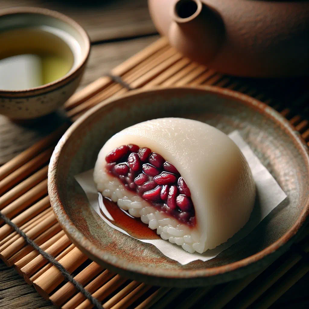 Soft glutinous rice cakes filled with sweet red bean paste